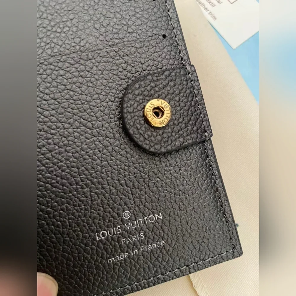 Louis Vuitton Black Embossed Monogram Compact Wallet with Gold Charm - Picture 10 of 11